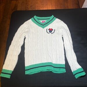 Little girls Minnie Mouse green & white cable knit sweater/ size 5